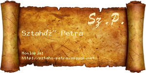 Sztahó Petra névjegykártya